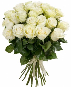 Букет 15 Белых роз под ленту 70 см: фото. Мир цветов Киров