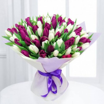 Букет Бело- розовых тюльпанов: фото. Мир цветов Киров